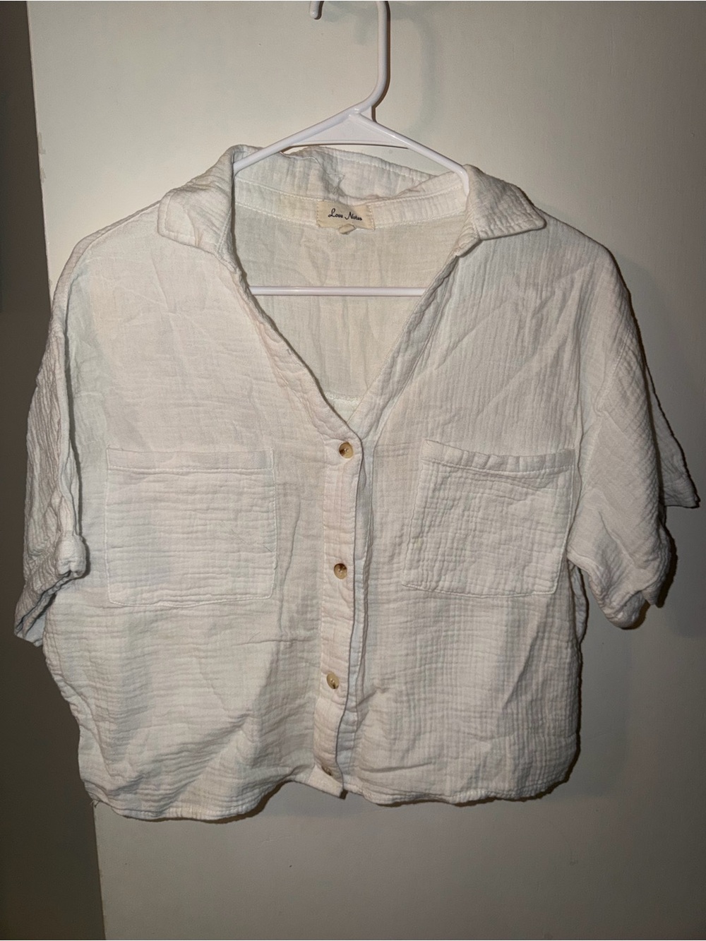 Love Notes White Short-Sleeve Button Down Shirt